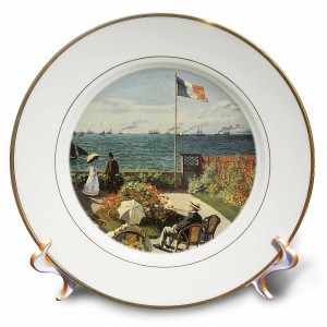 3dRose Terrace at Sainte Adresse vintage Monet, Porcelain Plate, 8-inch   555449951
